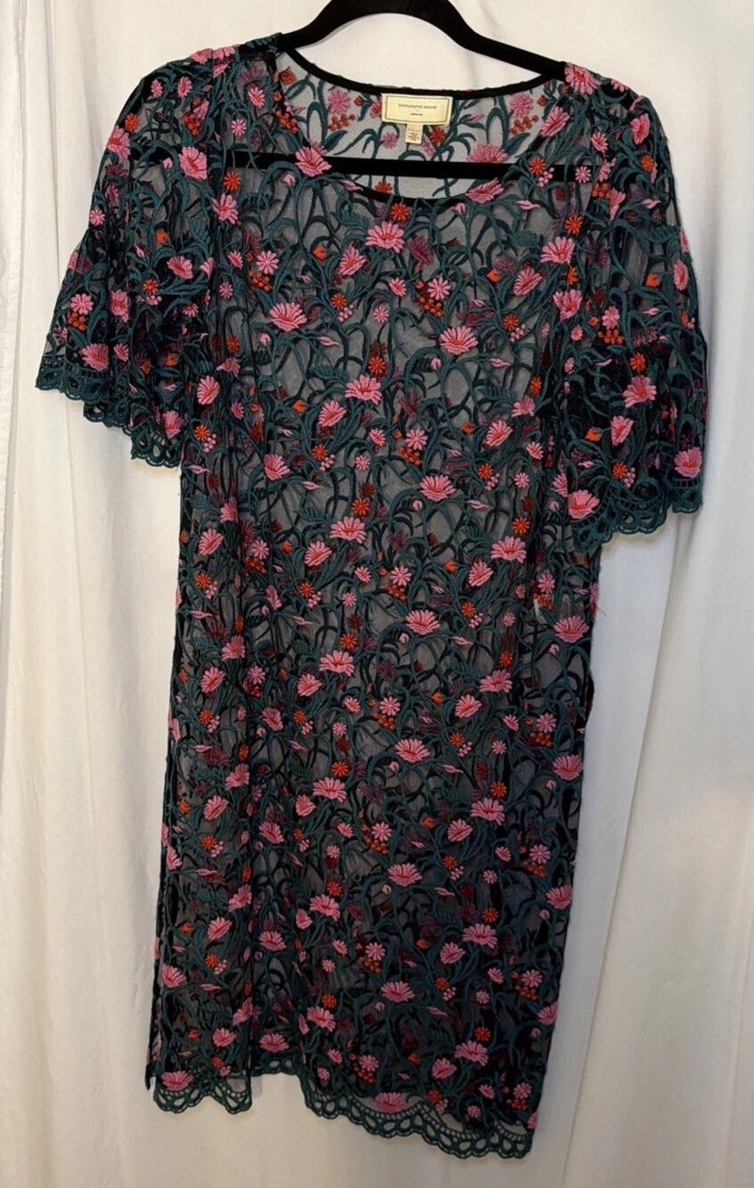 Anthropology Moulinette Soeurs Flower Embroidered Dress Size XS shell